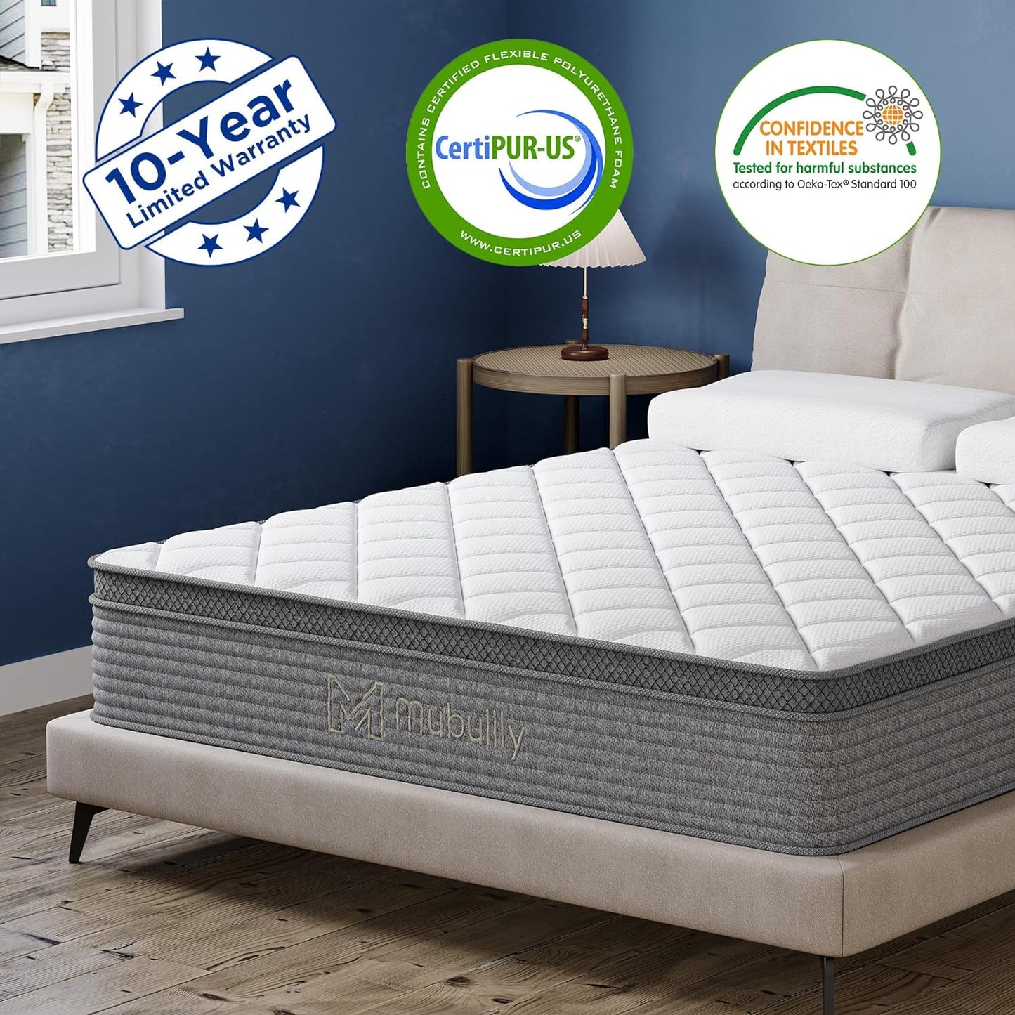 Colchón Queen híbrido de espuma viscoelástica de gel de 10 pulgadas y resortes
