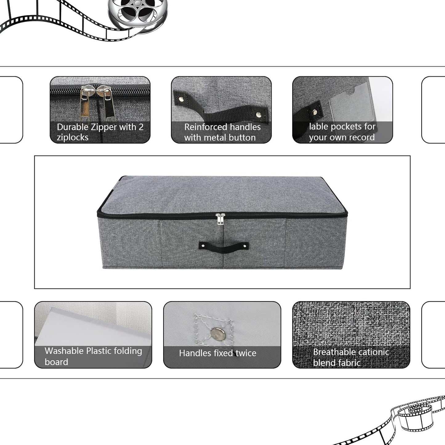2 cajas de almacenamiento plegables debajo de la cama con forro de soporte de