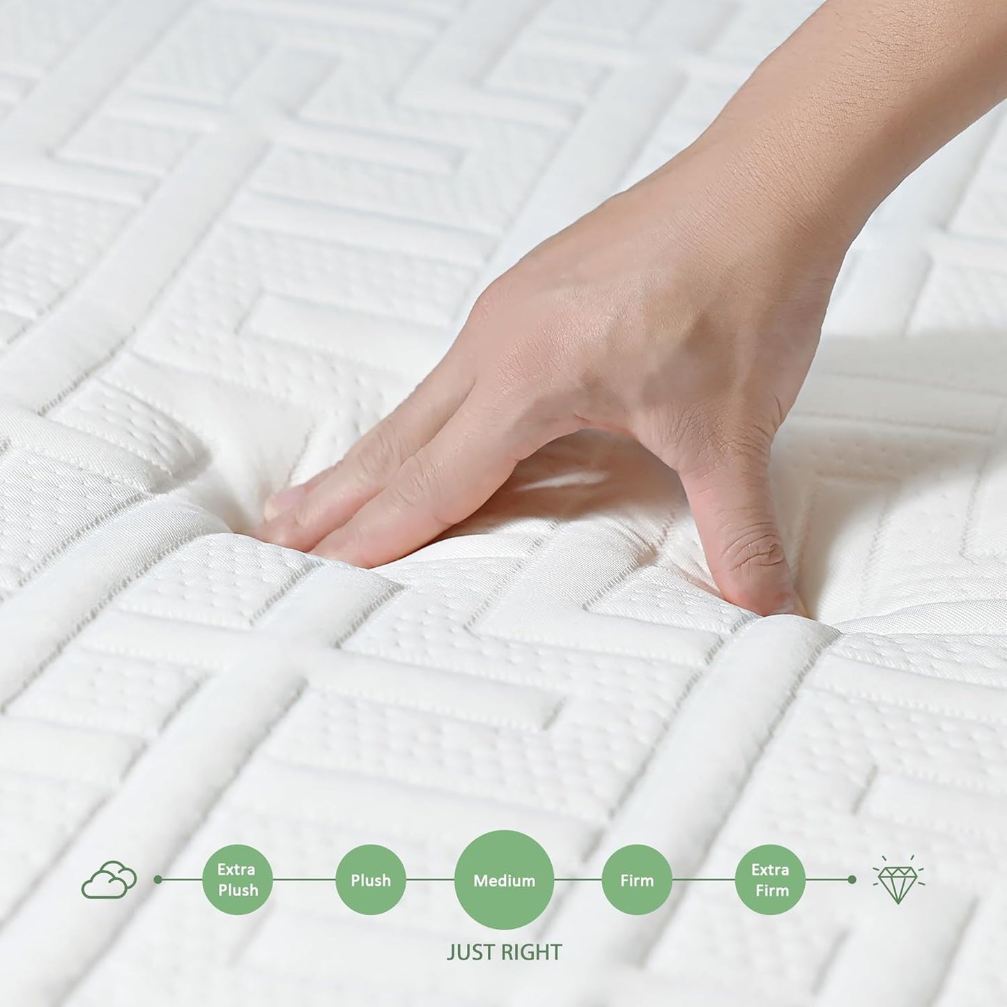 Colchón Queen de espuma viscoelástica de té verde de 8 pulgadas en una caja,