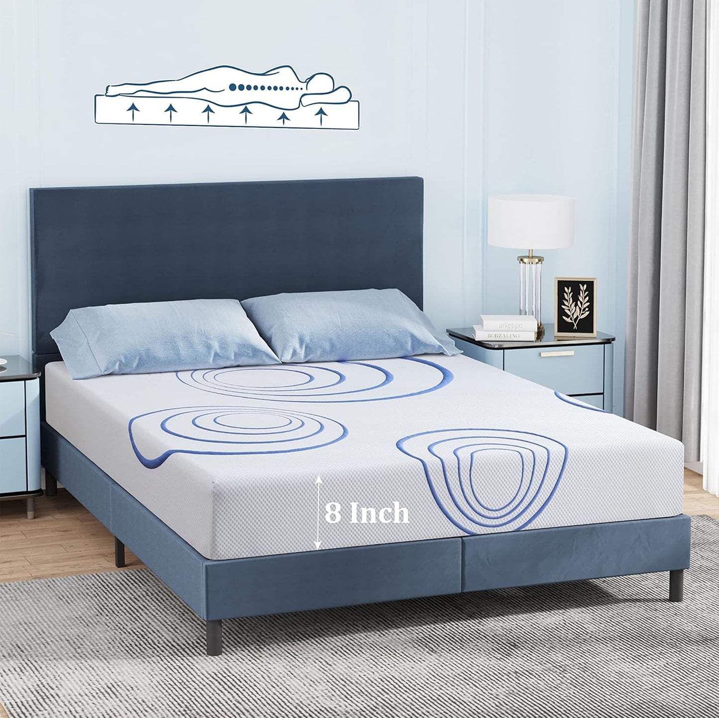 EGOHOME Colchón matrimonial de 8 pulgadas, colchón de espuma viscoelástica