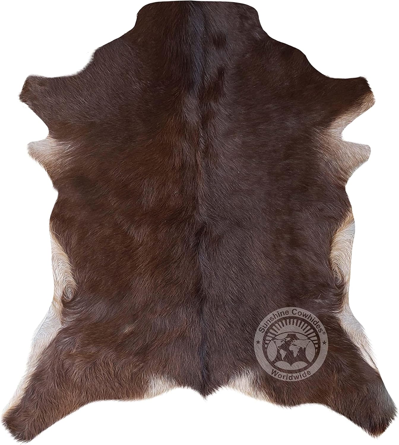Alfombra de piel de cabra 100% auténtica, piel de cabra natural en tono oscuro,