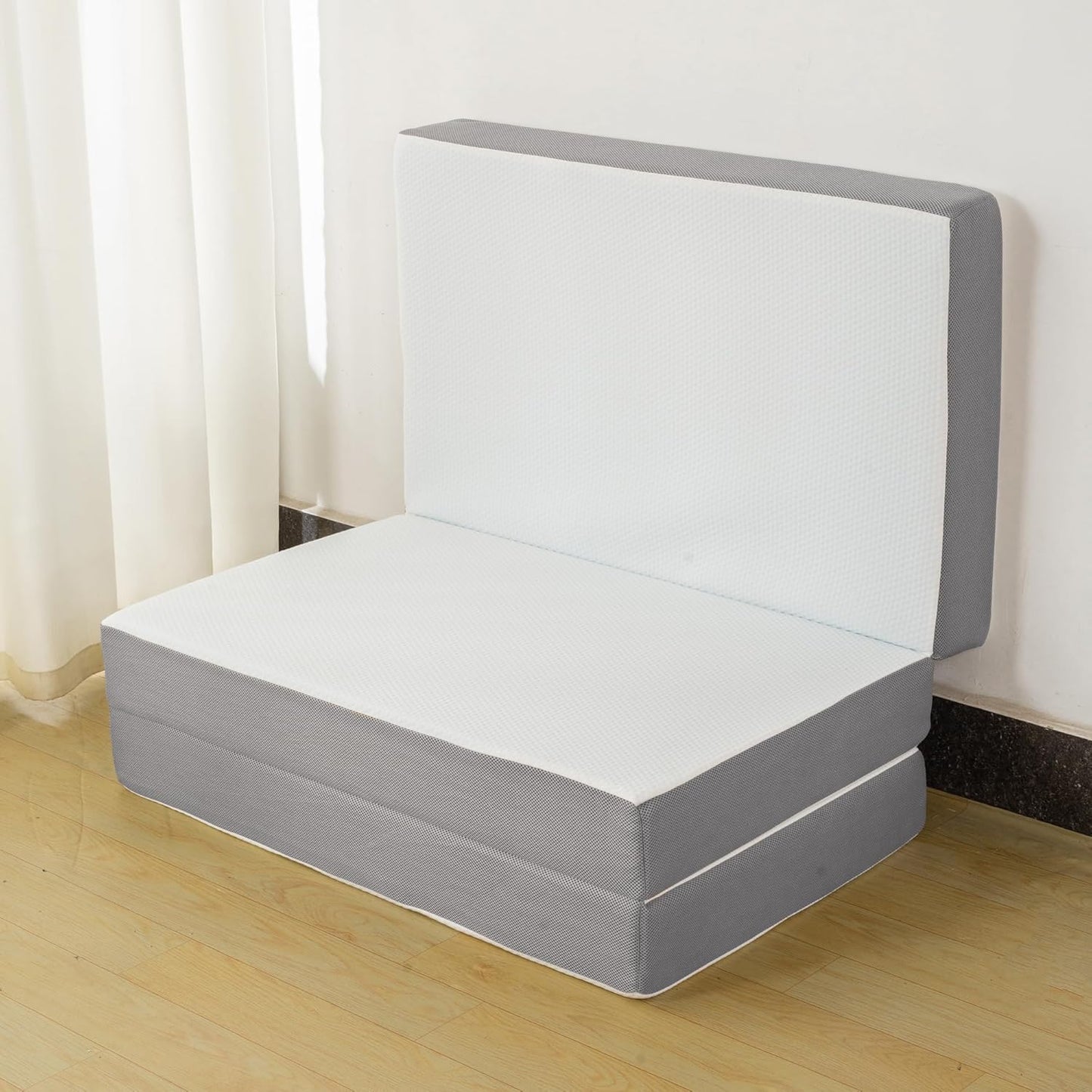 Colchón portátil de espuma viscoelástica de gel triple plegable de 3 pulgadas,