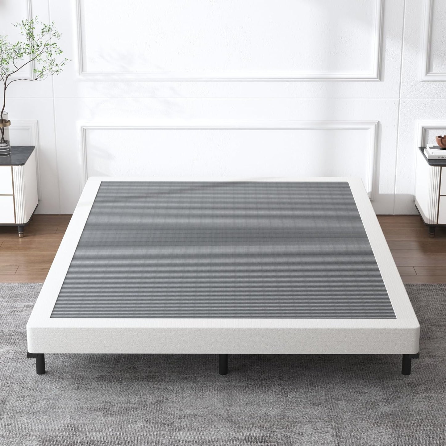 Base de colchón Box Spring Queen de 4 pulgadas, resistente metal, solo con