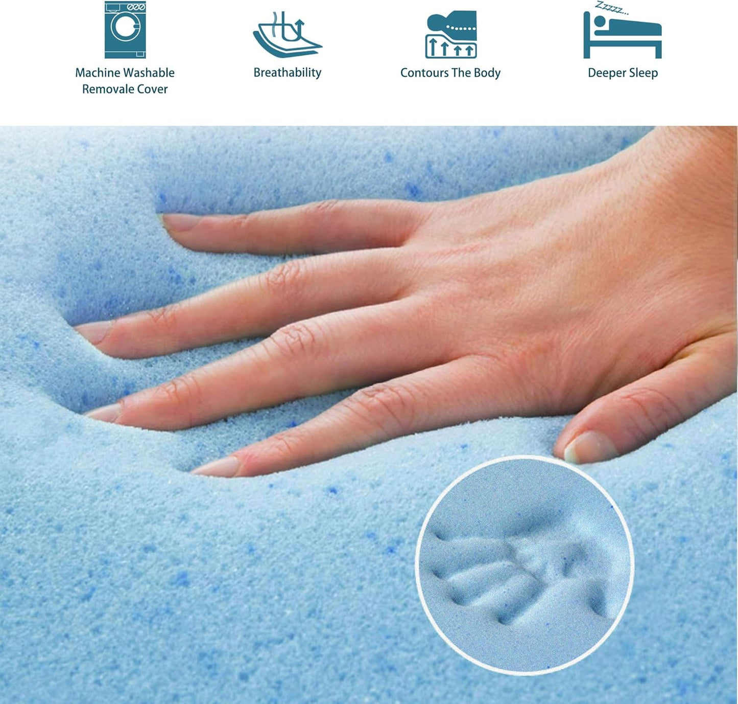 Repuesto de colchón de espuma viscoelástica de 4.7 pulgadas con funda lavable