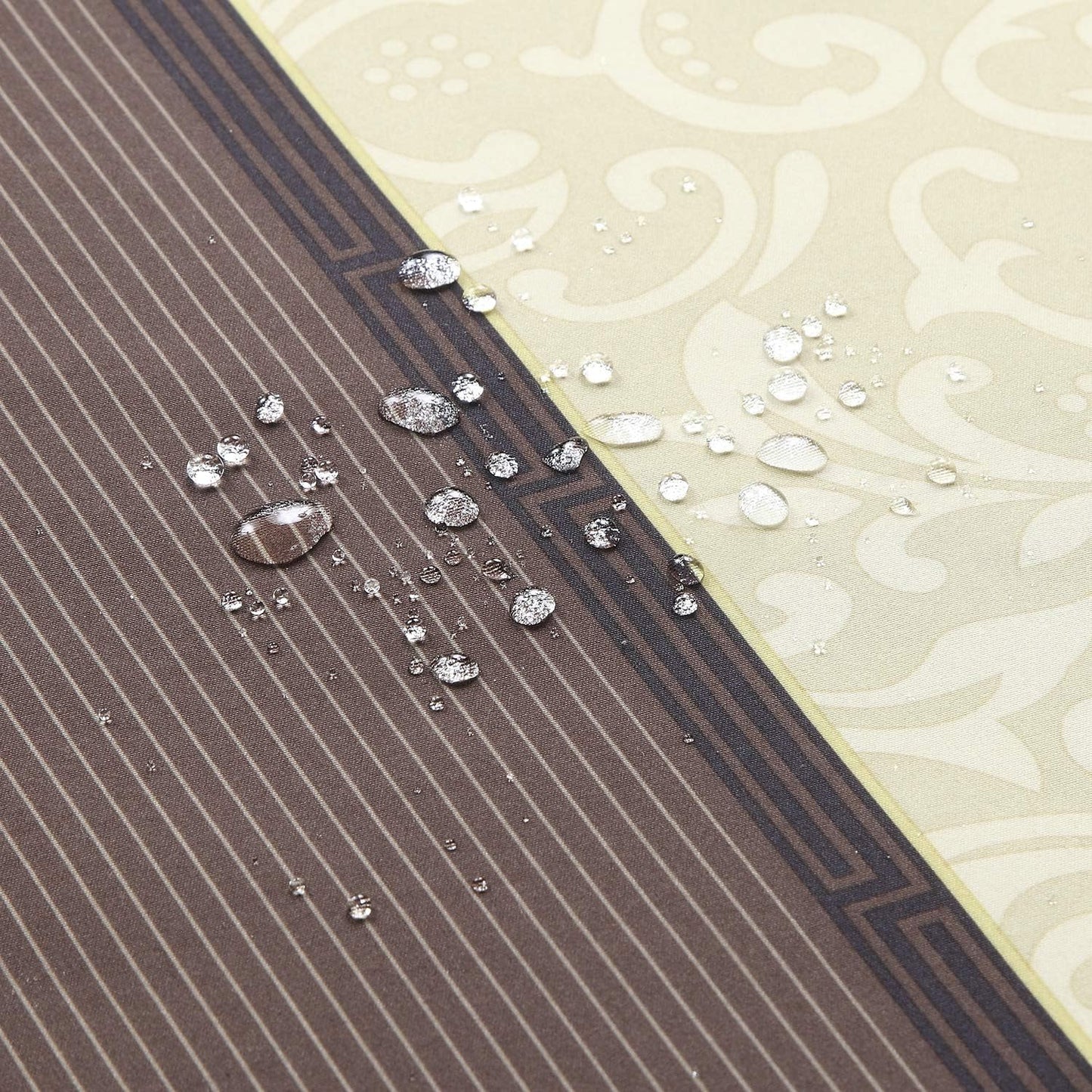 Cortina de ducha larga de tela, cortinas de ducha con estampado dorado marrón y