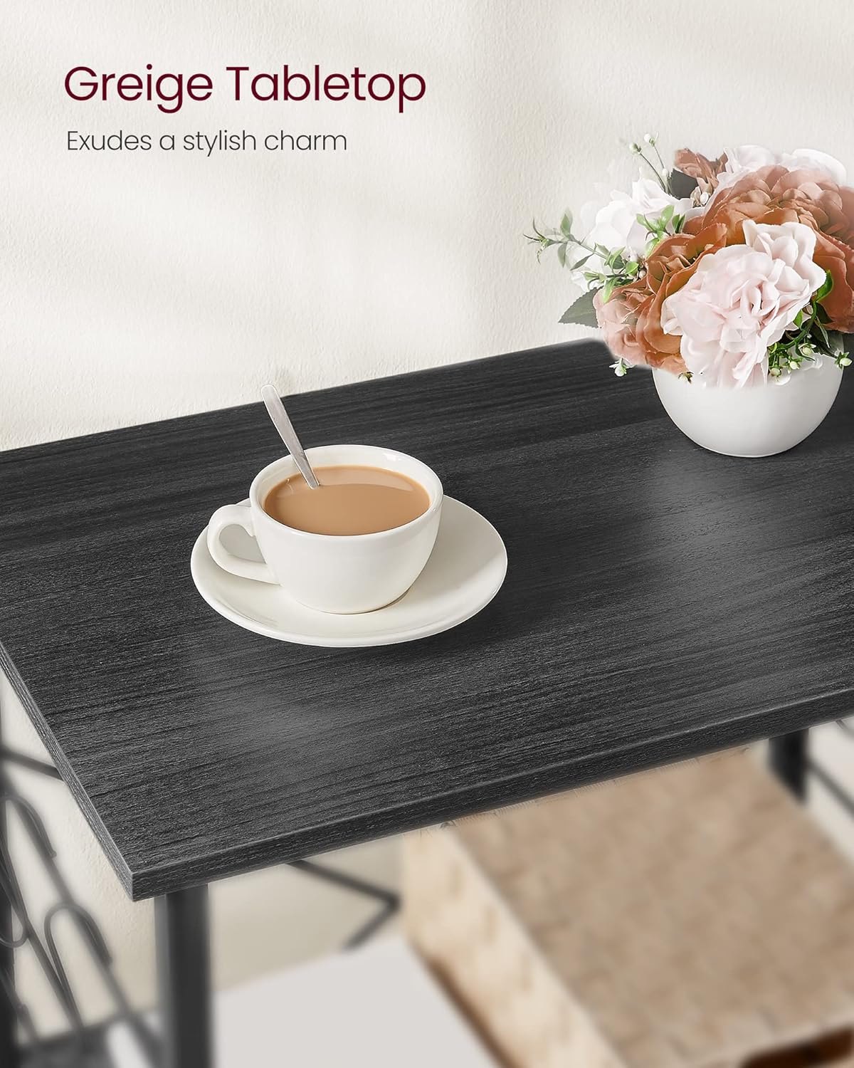 VASAGLE Estante de cocina con ruedas, carrito de servicio con 3 estantes,