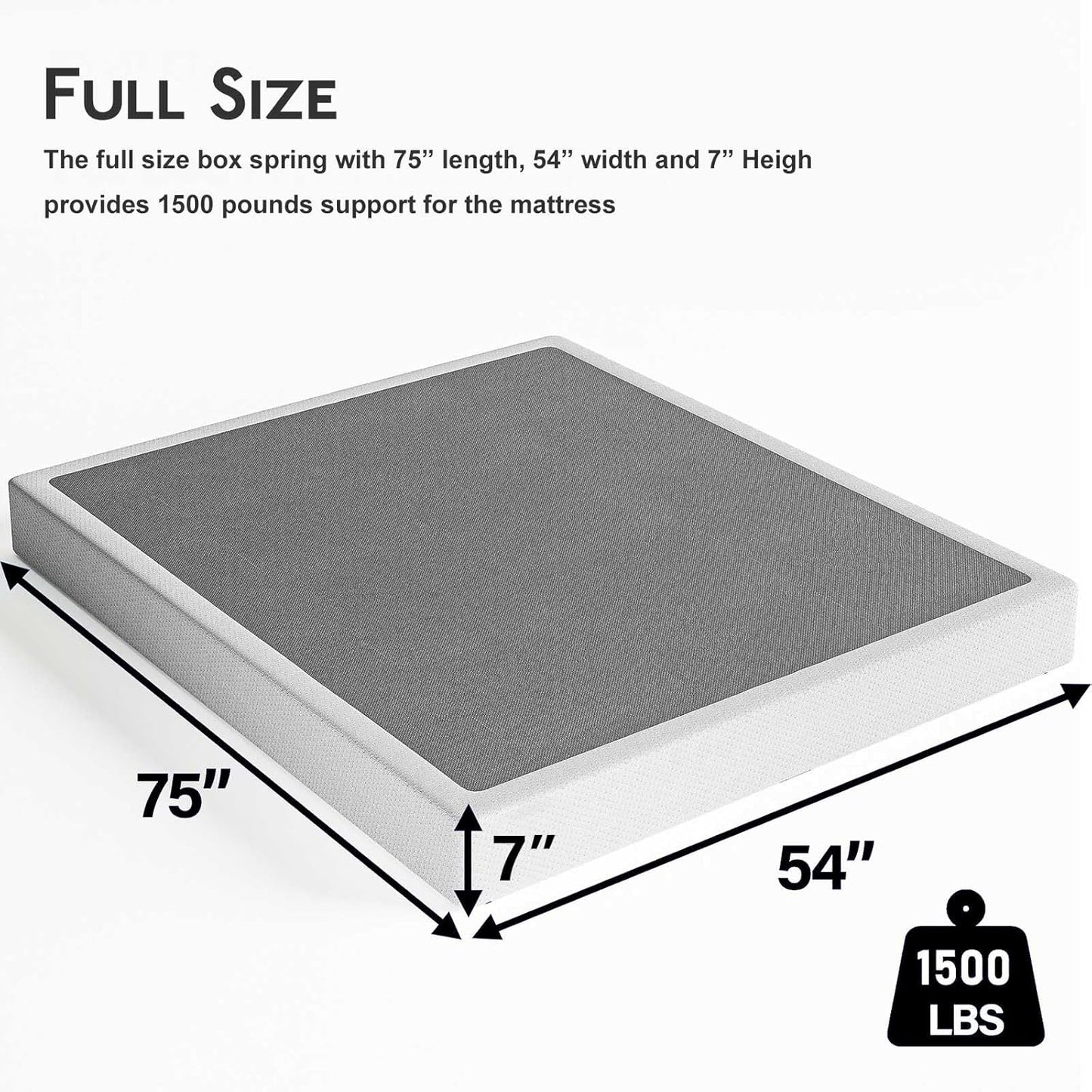 Base de colchón de metal de 7 pulgadas, fácil montaje, soporte resistente para