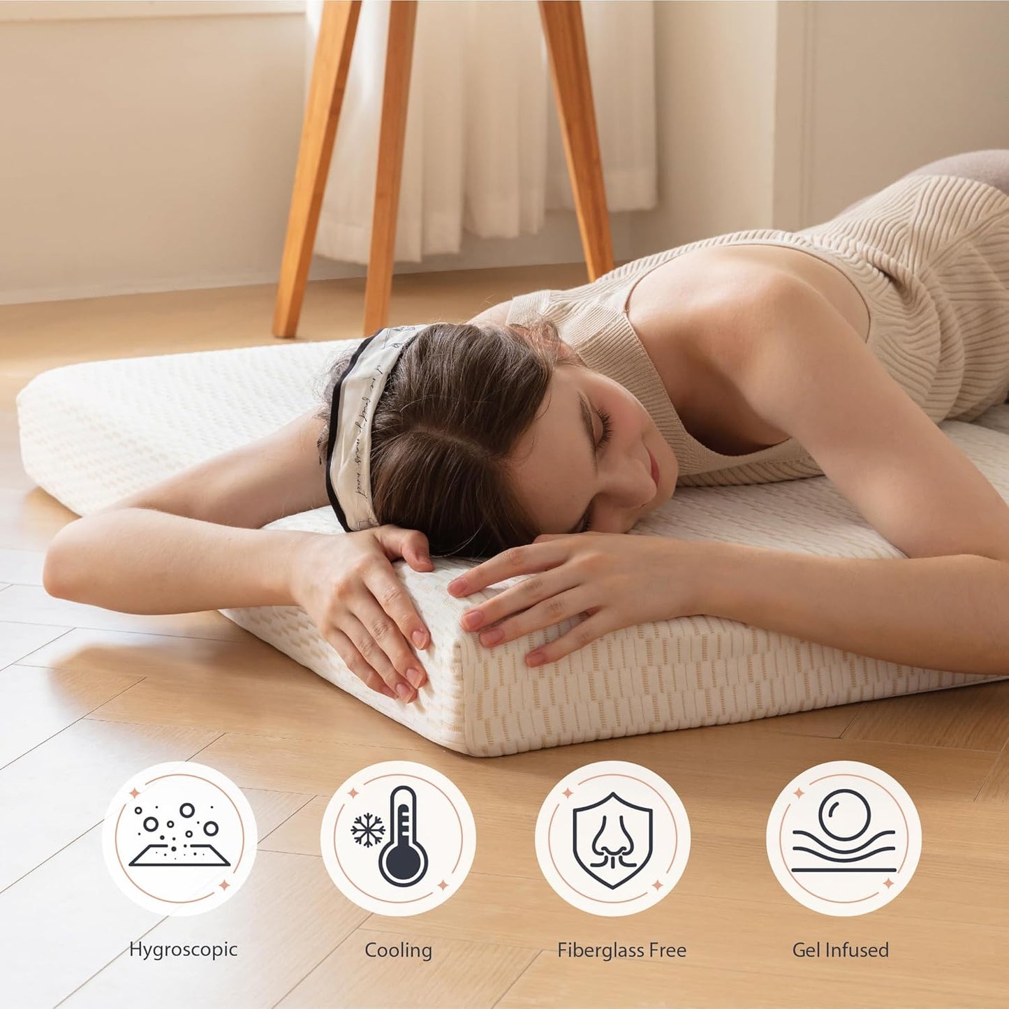 Colchón plegable, de espuma viscoelástica certificada CertiPUR-US, de 3