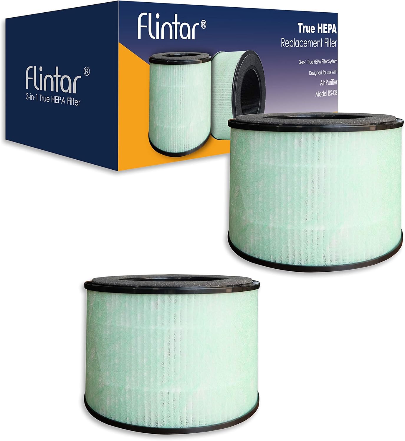 BS-08 H13 Filtro de repuesto True HEPA mejorado, compatible con purificador de