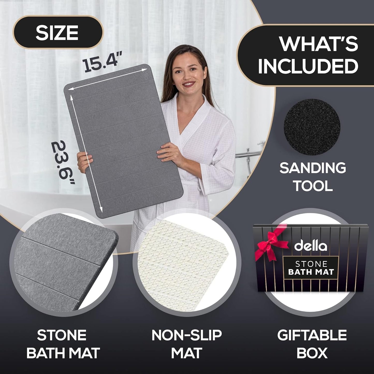 Tapete de baño de piedra de alta calidad, tapete de ducha súper absorbente de