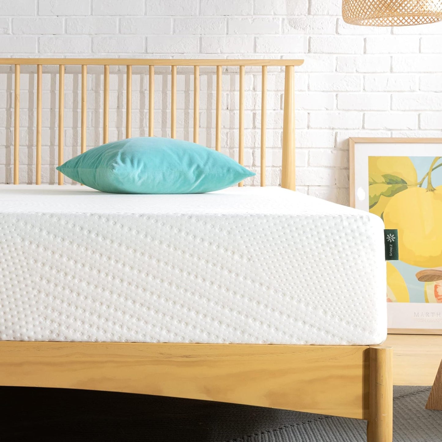 Colchón de espuma viscoelástica esencial de té verde de 10 pulgadas, cama en