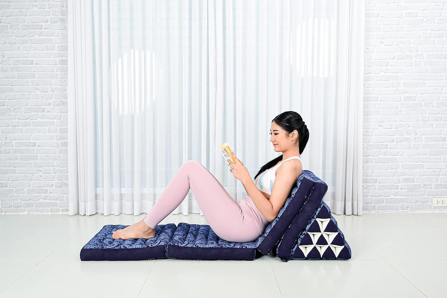 Leewadee Cómodo colchón japonés de suelo, cama tailandesa con cojín triangular,