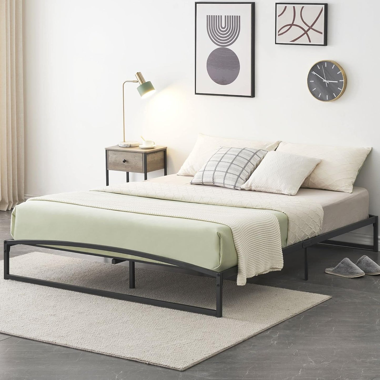 Base de cama de plataforma de metal tamaño Queen de 10 pulgadas con base de