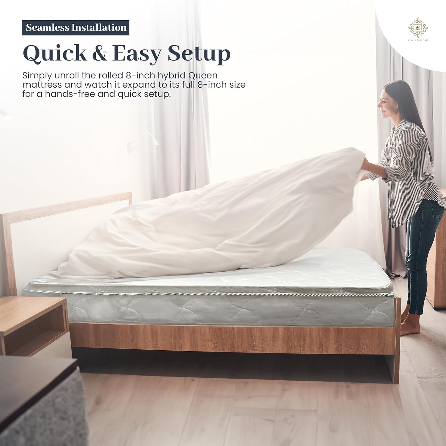 Colchón de cama Queen Colchón híbrido de 8 pulgadas tamaño Queen con espuma