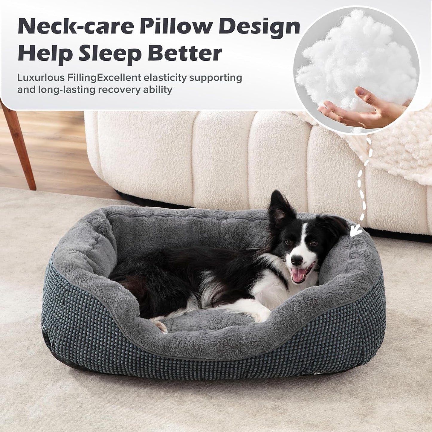 Camas medianas lavables para perros medianos, cama rectangular para perros de
