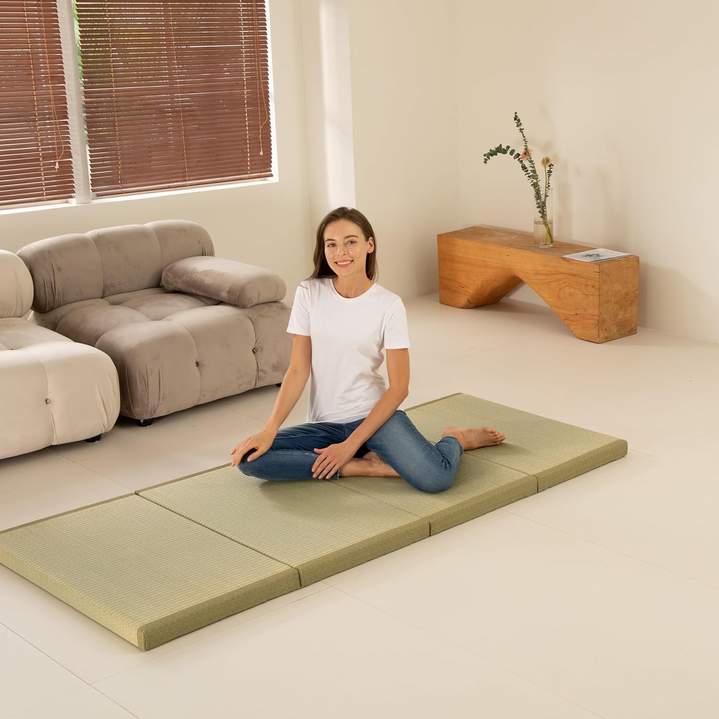 Tatami Mat Colchón grueso japonés para piso, cama individual de tatami de
