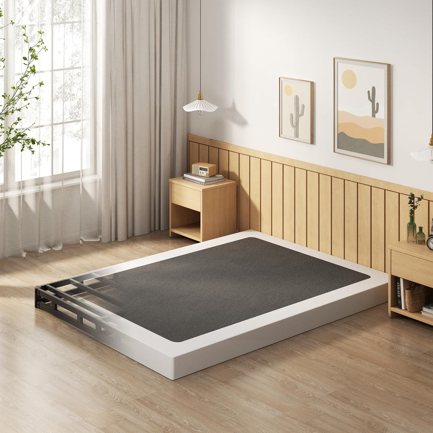 Base de cama tamaño matrimonial de 5 pulgadas, base de colchón de metal