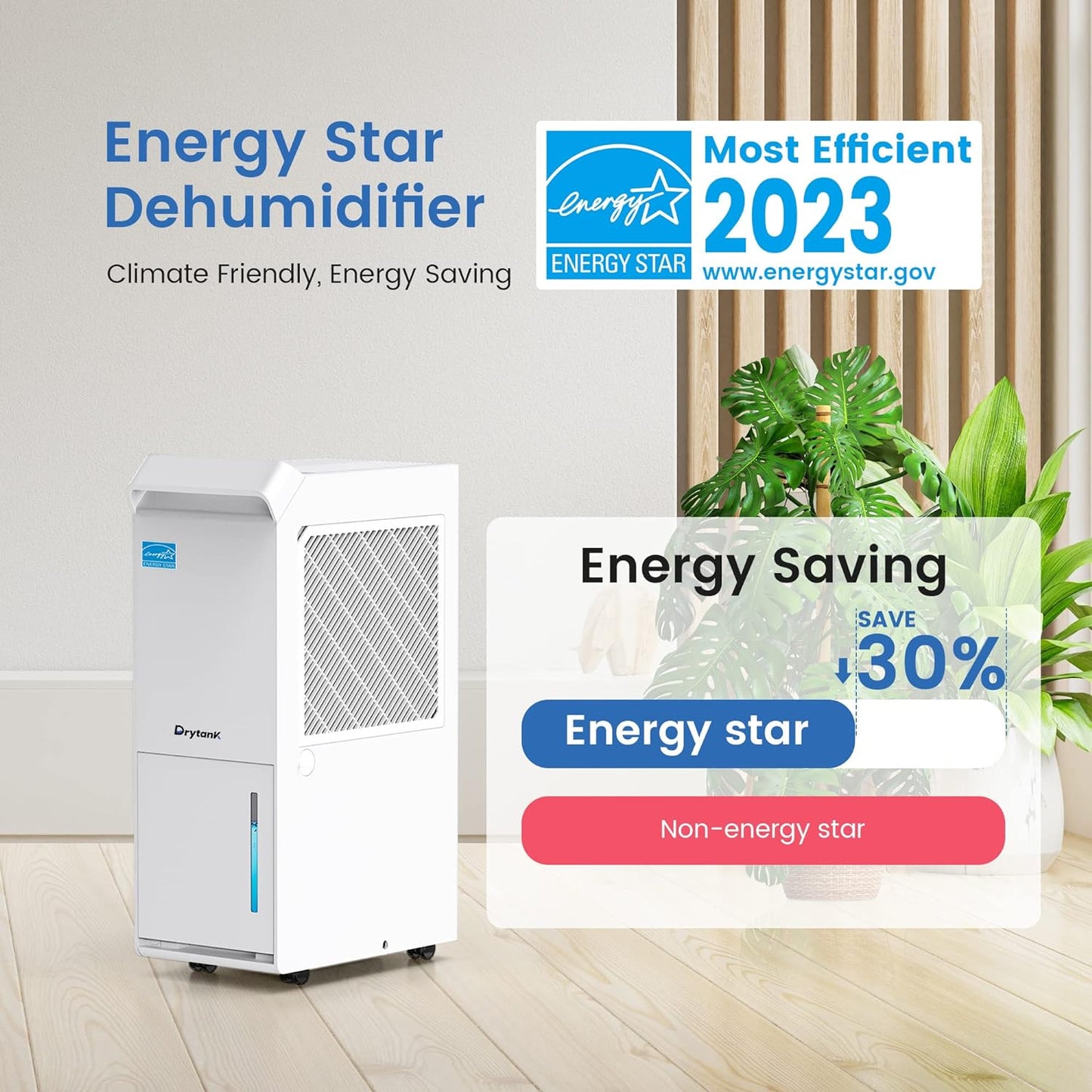 Deshumidificador Energy Star de 3,000 pies cuadrados para sótano con manguera