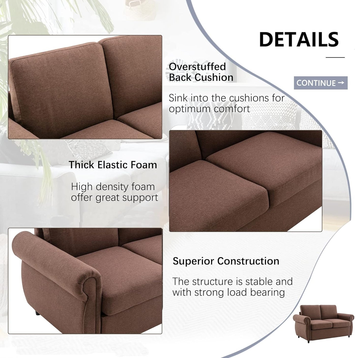 Sofá cama pequeño para sala de estar o dormitorio, incluye sofá cama extraíble,