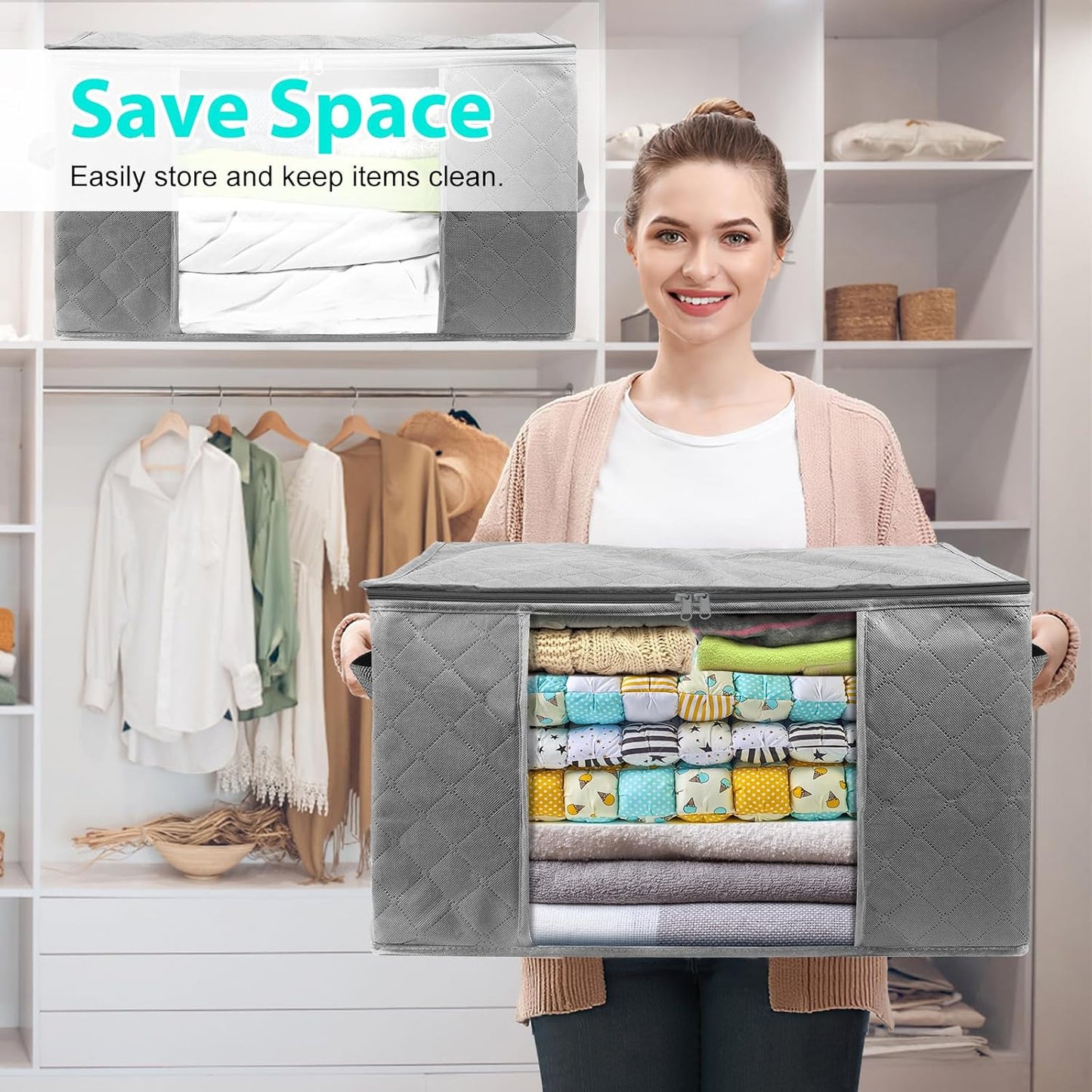 Bolsas de almacenamiento de ropa para mudanzas con tapa de 90 litros, caja