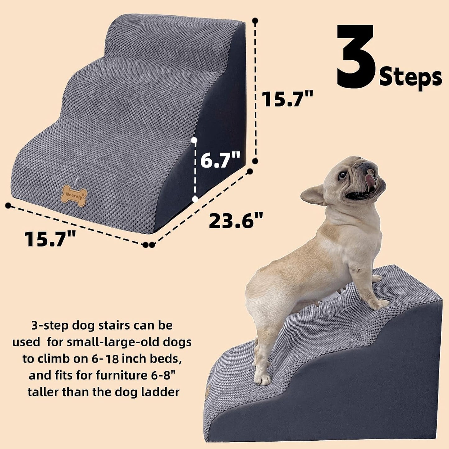 Escaleras para perros a camas altas, 3 escalones para perros pequeños y grandes