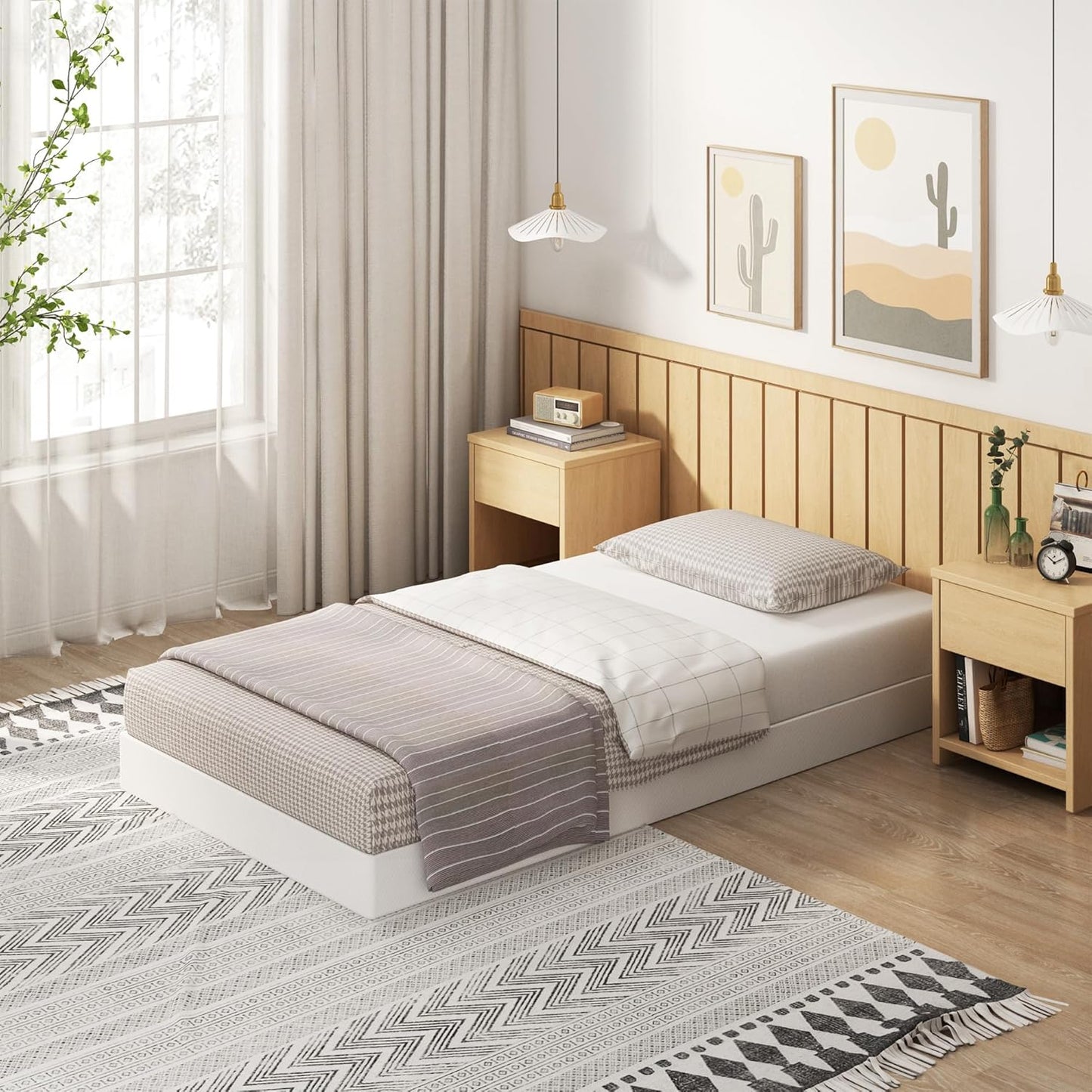 EMODA Base de cama con somier individual de 5 pulgadas, base de colchón de