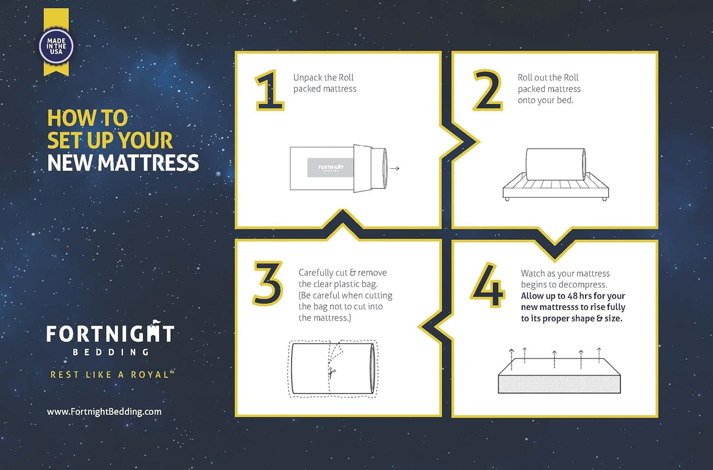 Fortnight Bedding Colchón de espuma viscoelástica con gel para cama de