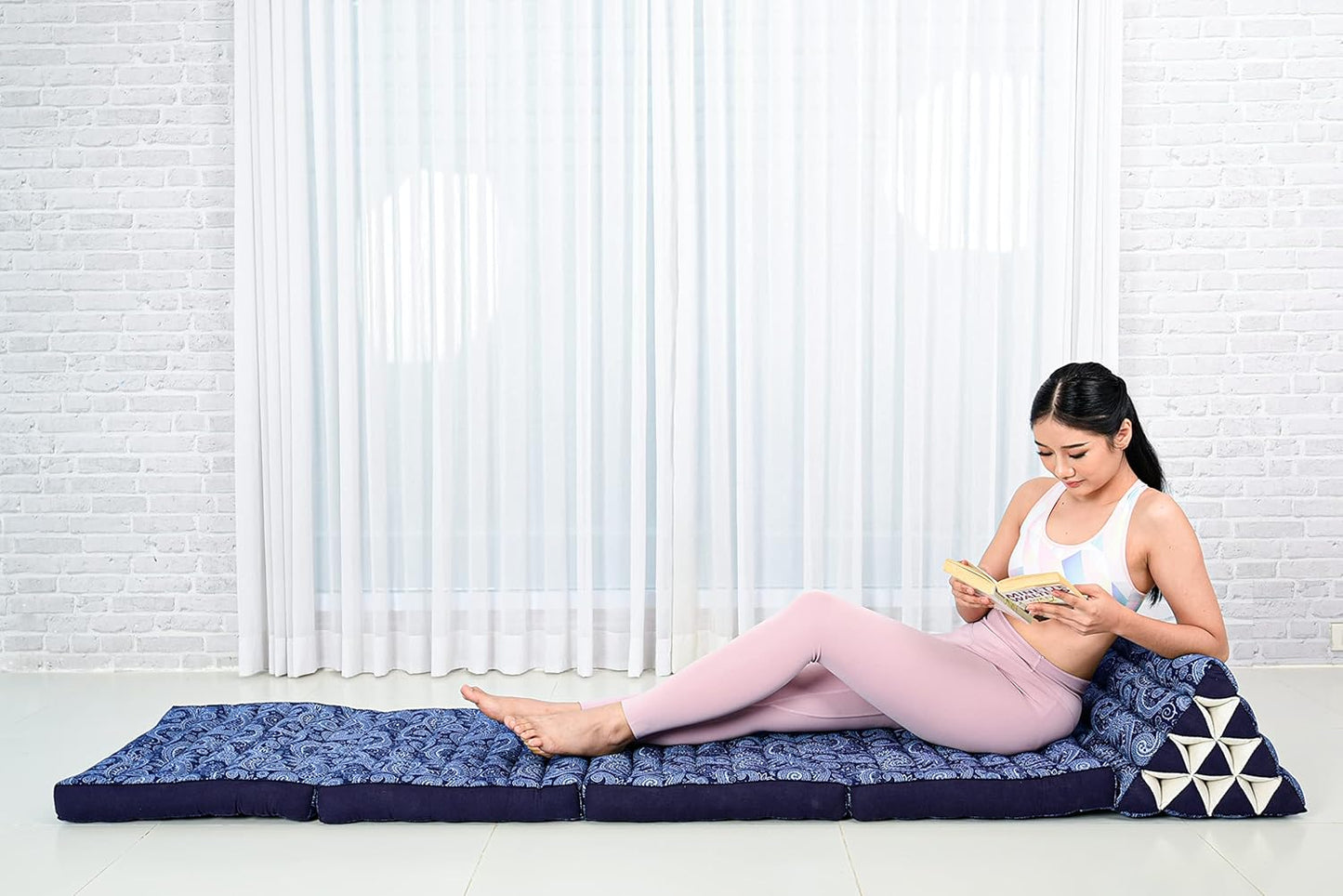 Leewadee Cómodo colchón japonés de suelo, cama tailandesa con cojín triangular,
