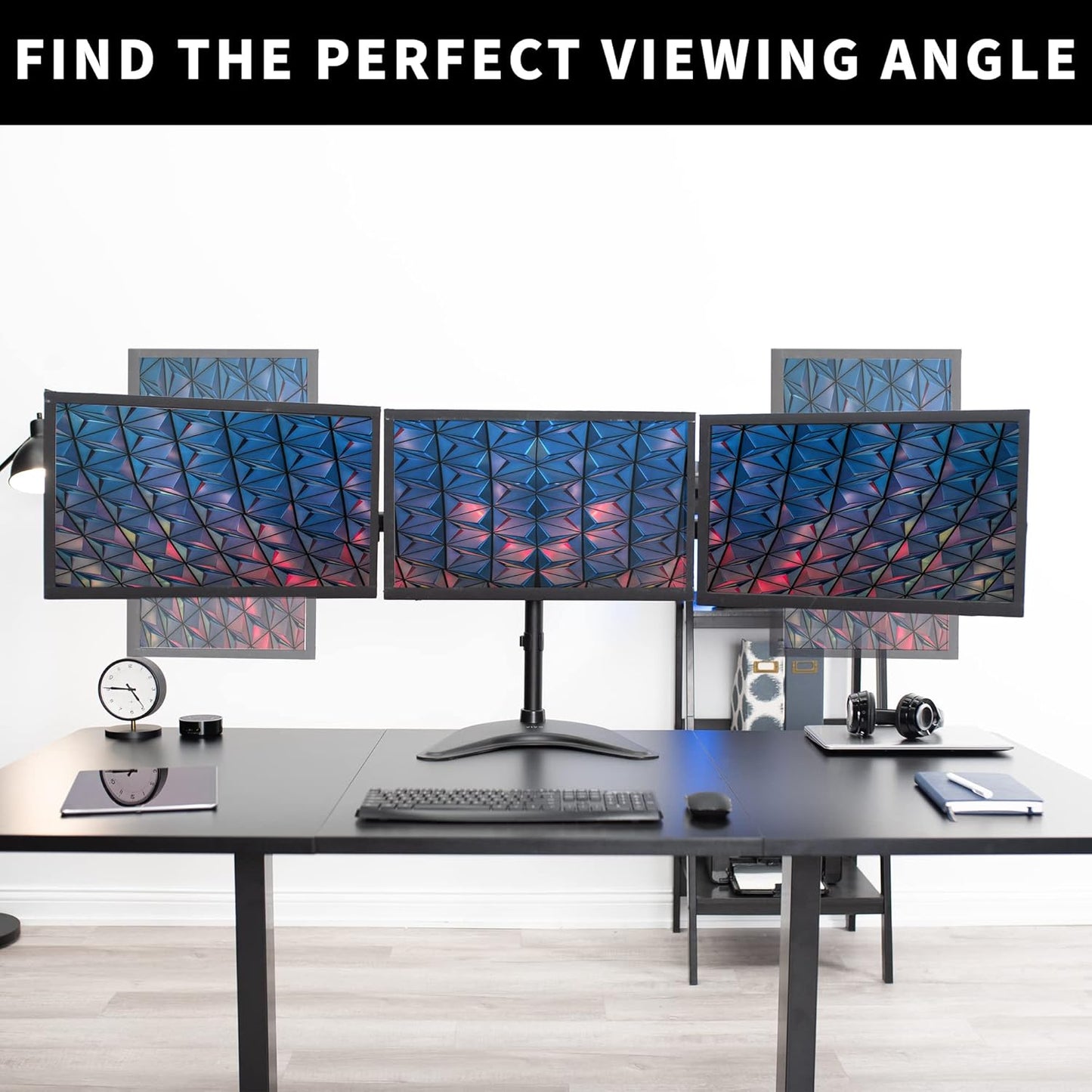 Soporte para monitor triple totalmente ajustable para 3 pantallas LCD de hasta