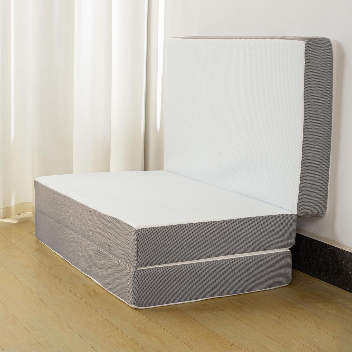 Colchón portátil de espuma viscoelástica de gel triple plegable de 3 pulgadas,