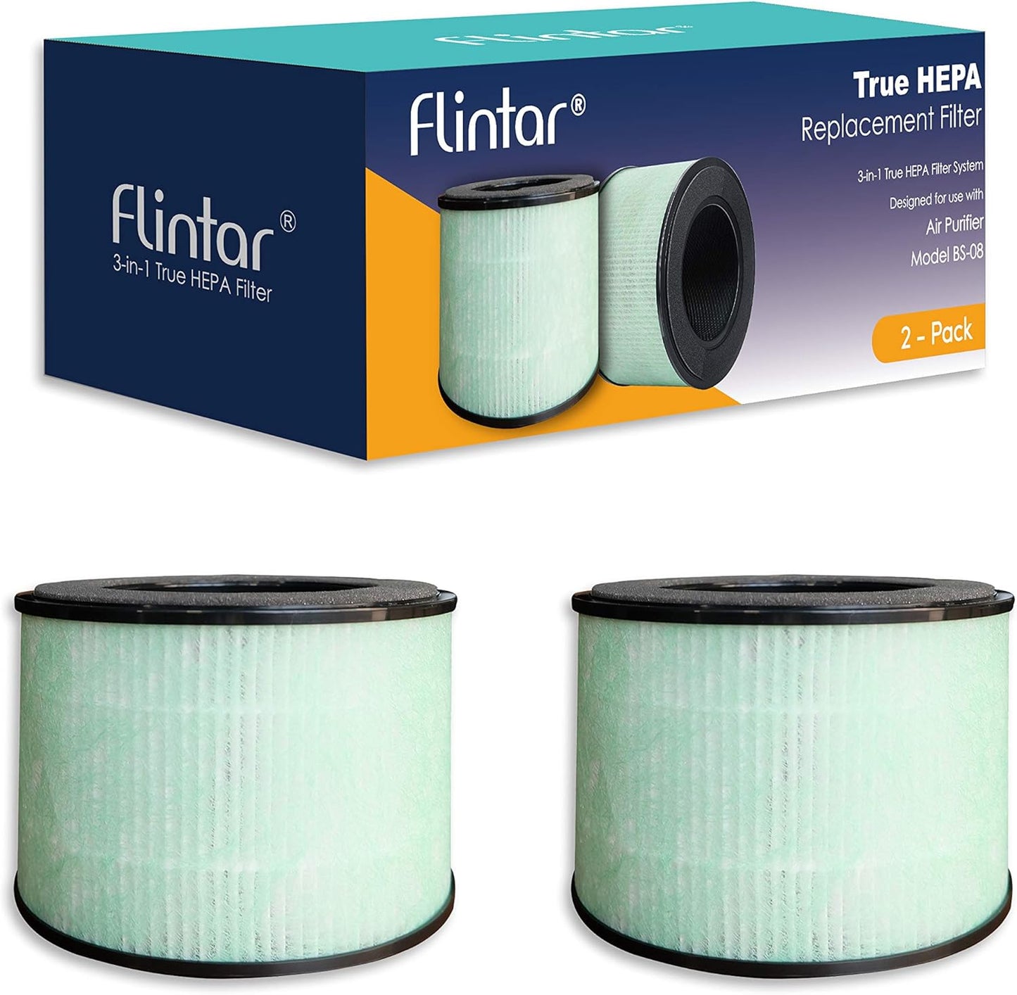 BS-08 H13 Filtro de repuesto True HEPA mejorado, compatible con purificador de
