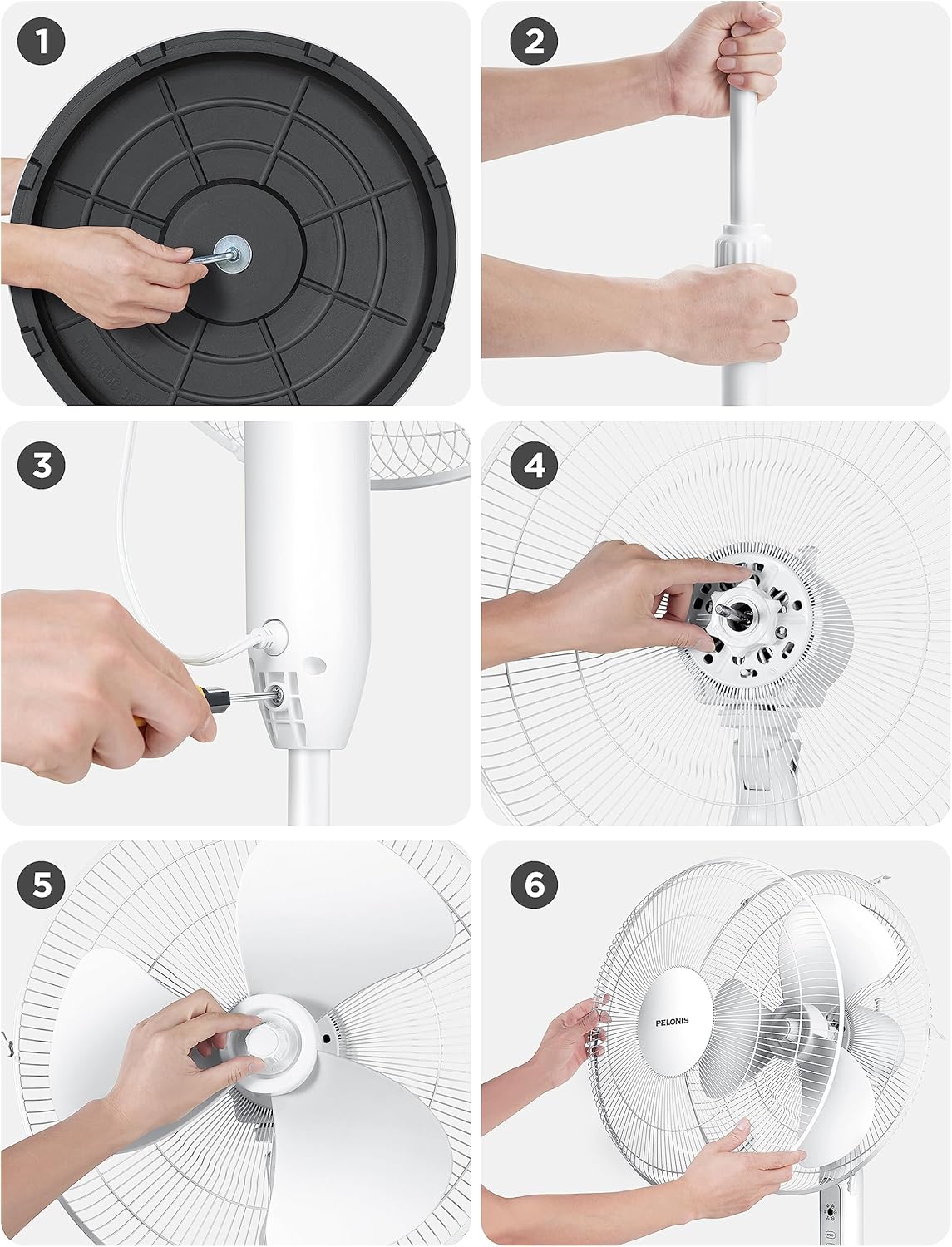 Ventilador oscilante de pie con pedestal de 16 pulgadas, temporizador de 7