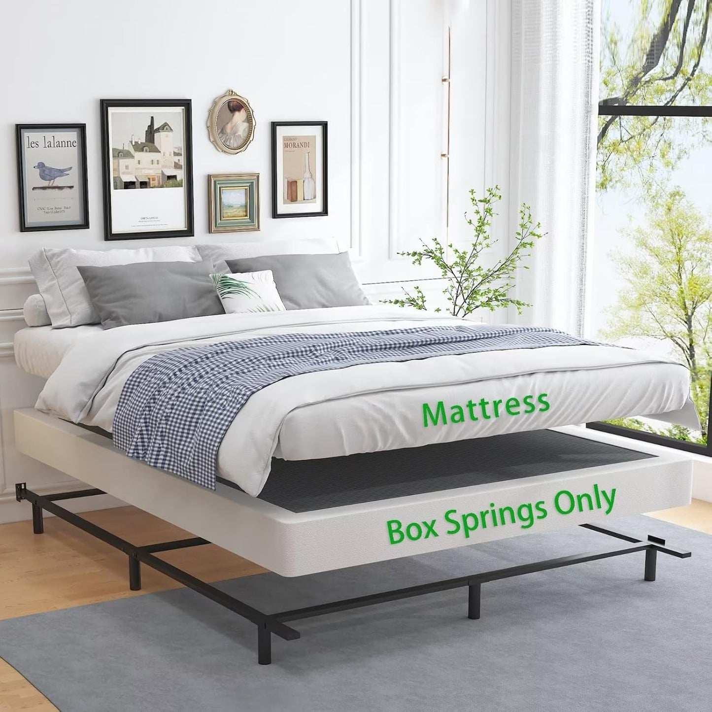 Base de cama California King de 5 pulgadas, base de colchón con marco de metal