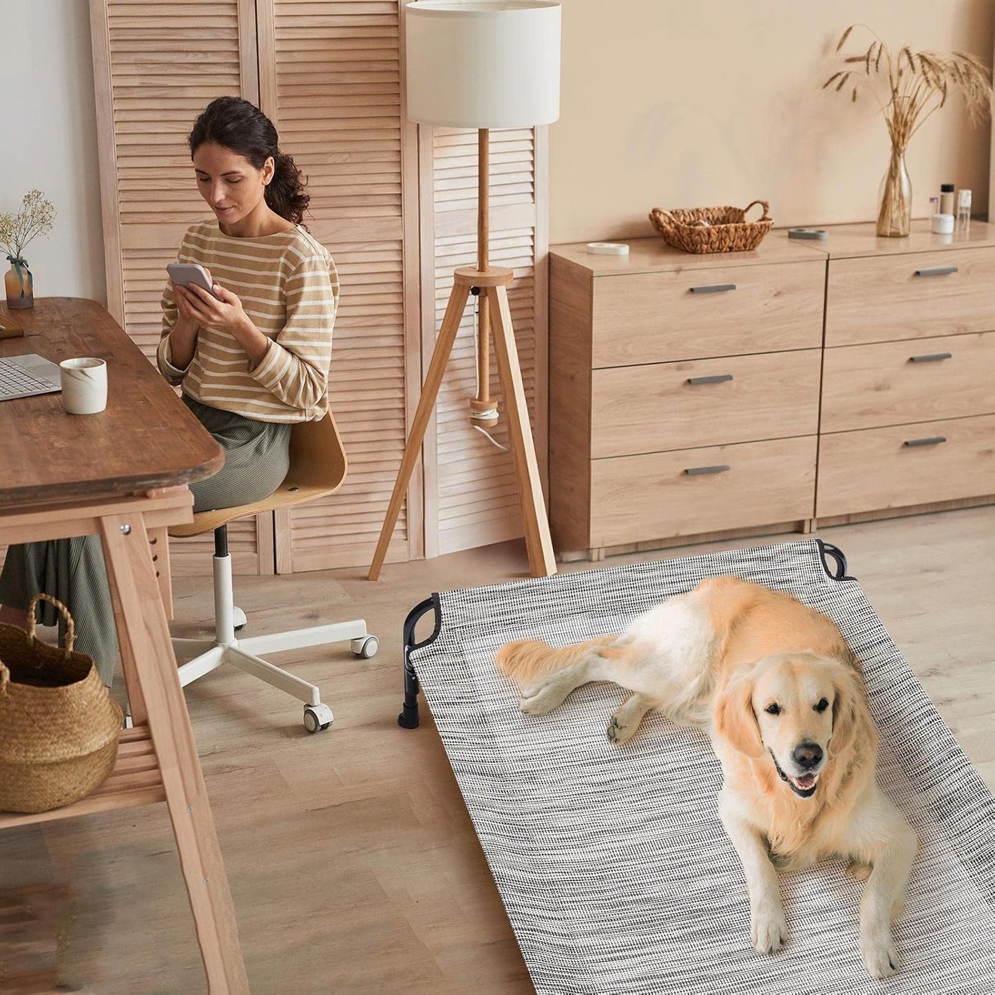 CWC2204 Cama elevada para perros grandes, cama elevada para mascotas con
