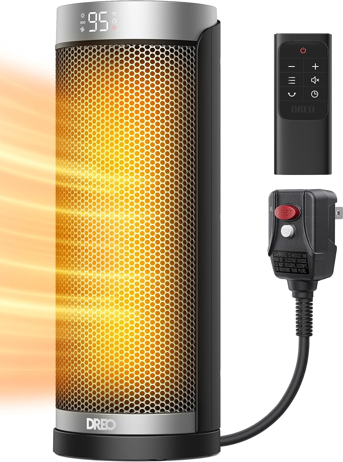 Calentador de espacio para baño e interior, oscilante de 70, 5 modos, control
