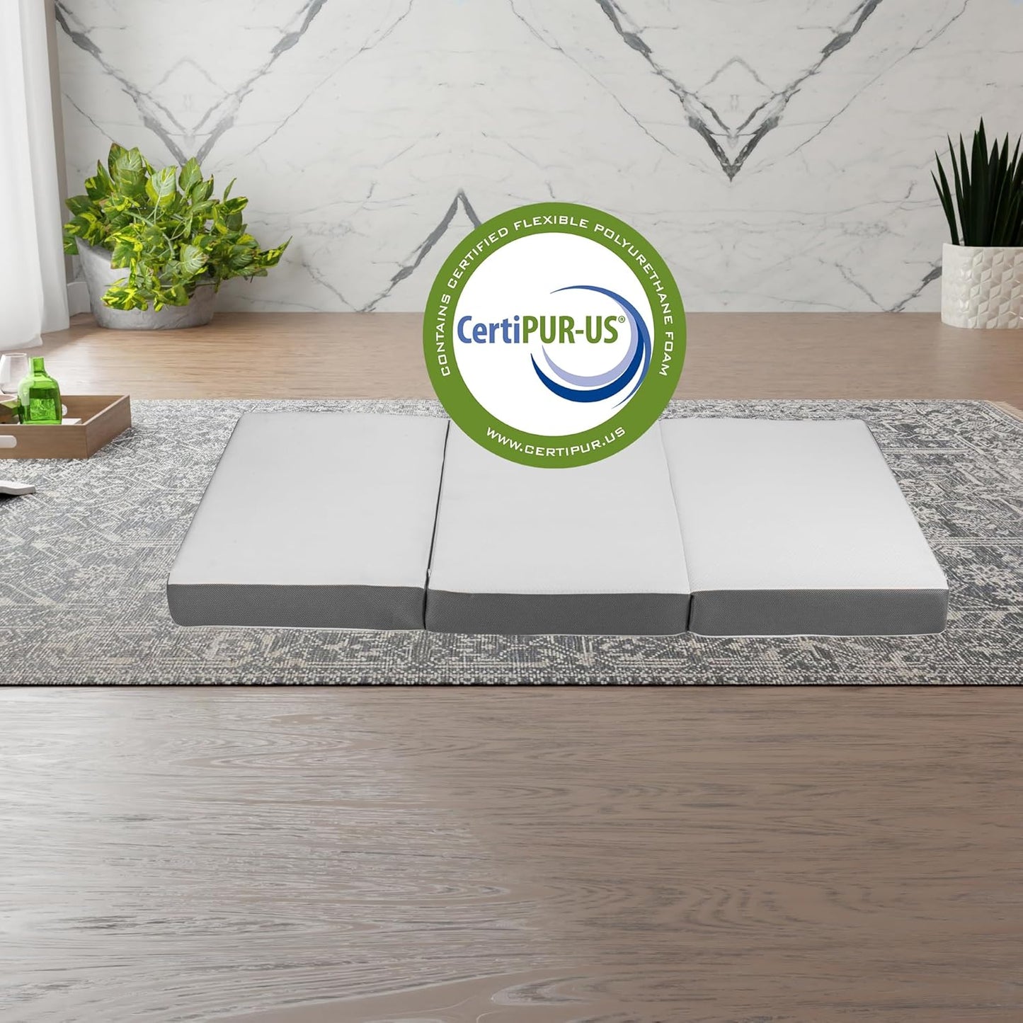 Colchón portátil de espuma viscoelástica de gel de triple pliegue de 4 pulgadas