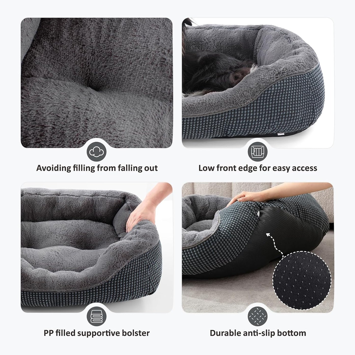 Camas medianas lavables para perros medianos, cama rectangular para perros de