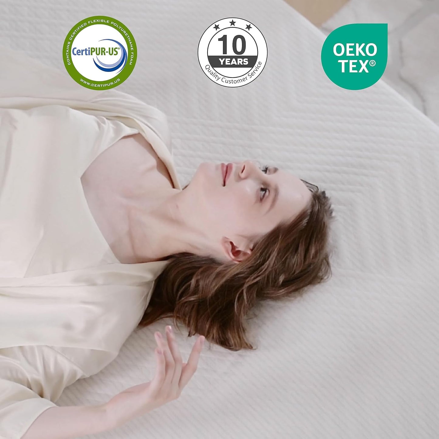 Colchón matrimonial de espuma viscoelástica de té verde de 6 pulgadas, colchón