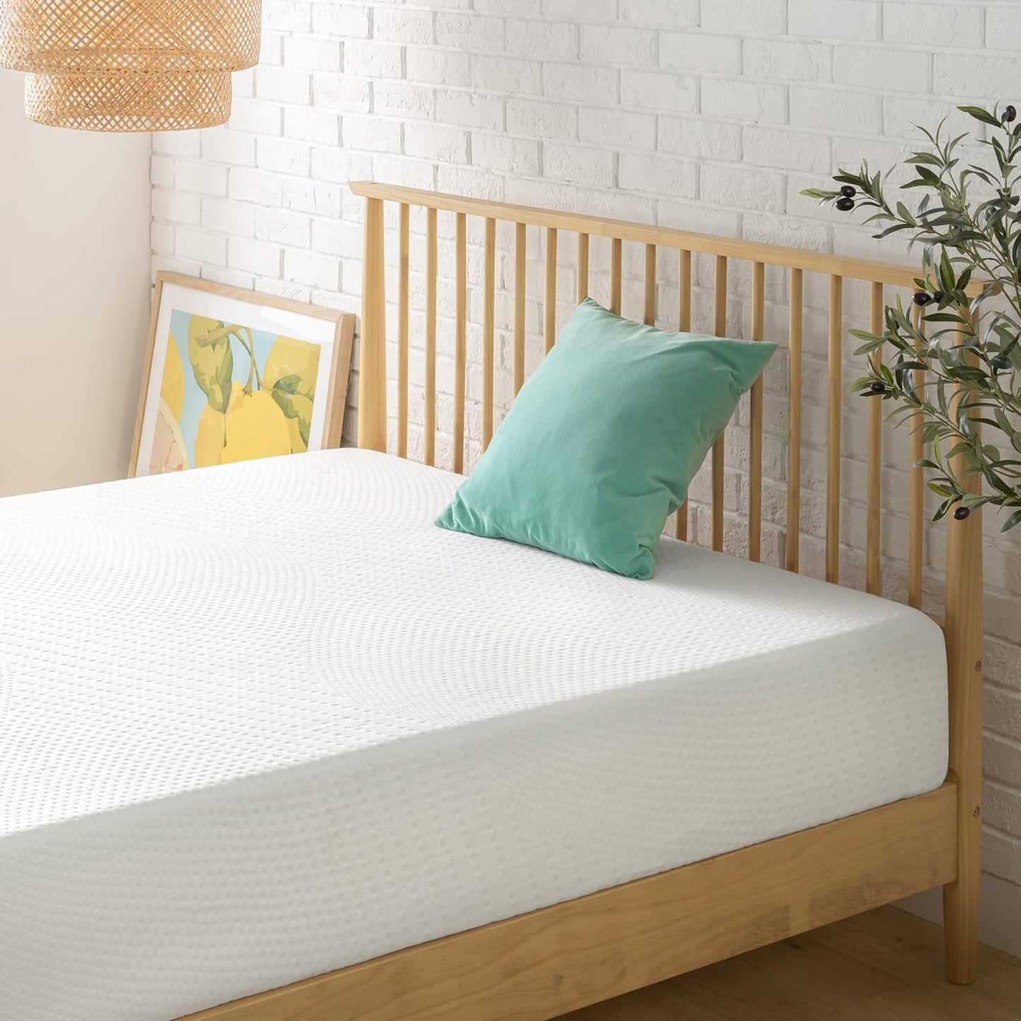 Colchón de espuma viscoelástica esencial de té verde de 10 pulgadas, cama en