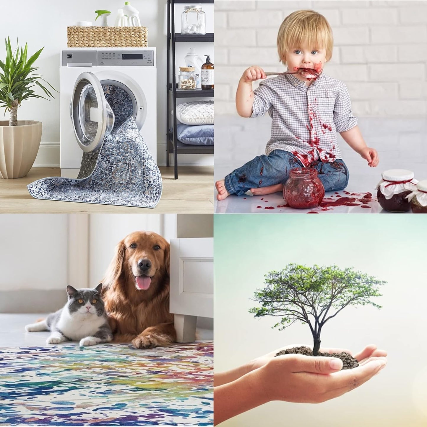 Alfombra ecológica de fibras recicladas prémium, lavable en máquina,