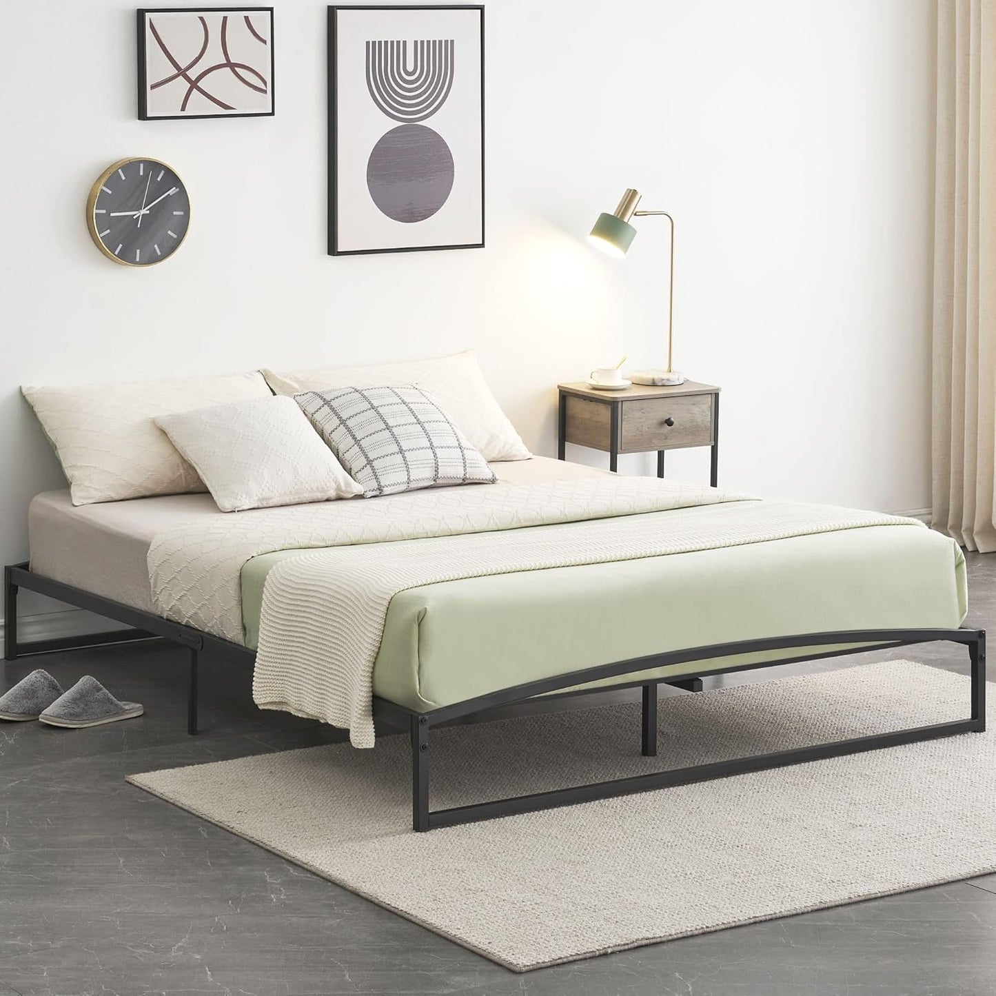 Base de cama de plataforma de metal tamaño Queen de 10 pulgadas con base de