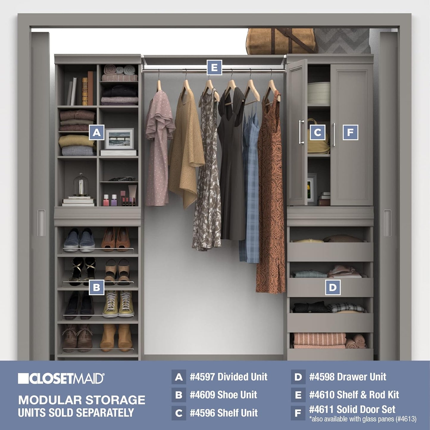 ClosetMaid Juego de pares de almacenamiento modular, 2 puertas de panel de