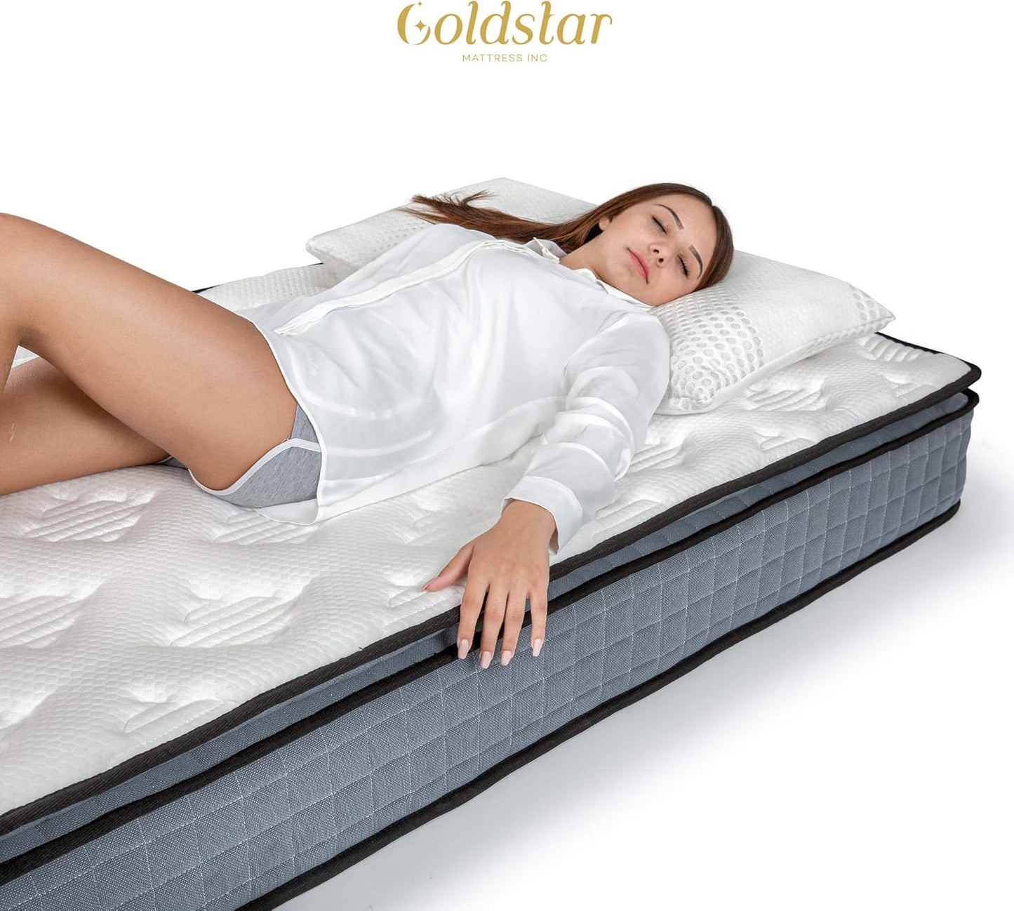 Goldstar Colchón de espuma con parte superior de almohada de 9 pulgadas,
