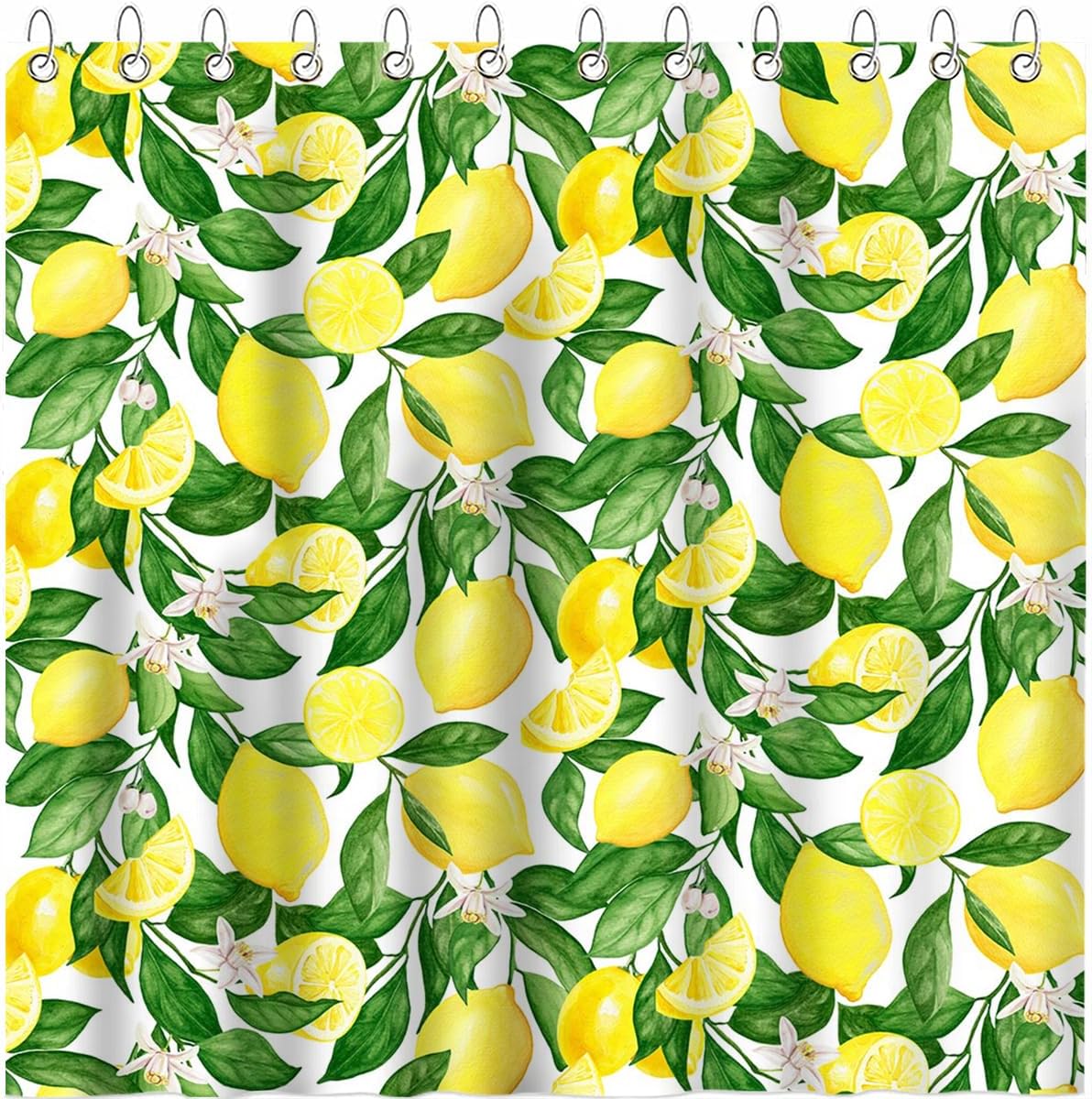 Fruit Shower Curtain Lemon Shower Curtain with 12 Hooks Cute Colorful Bright