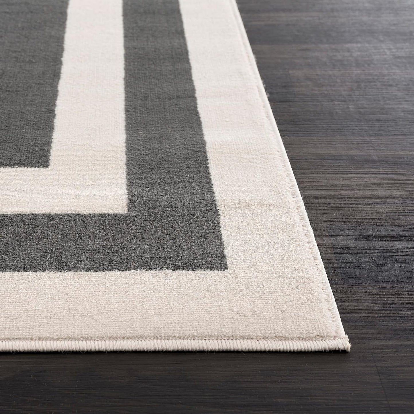 Alfombra gris oscuro de 2 x 3 pies, diseño de bordes para entrada, alfombras de