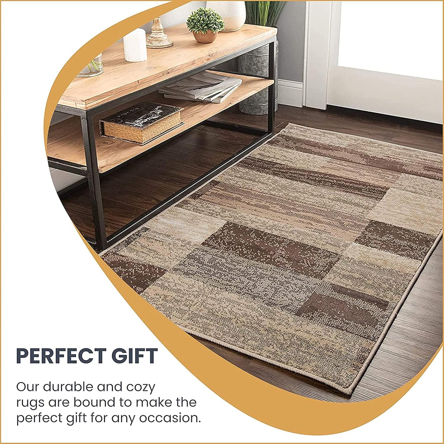 SUPERIOR Alfombra de área para interiores, respaldo de yute, decoración moderna