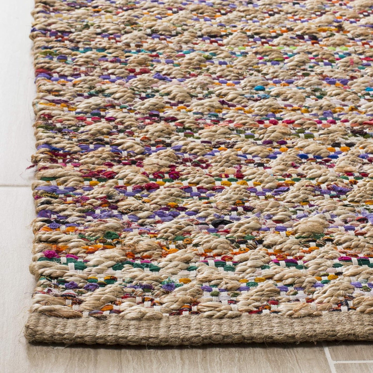Cape Cod Collection Alfombra cuadrada de 6 pies, color rojo y natural, yute