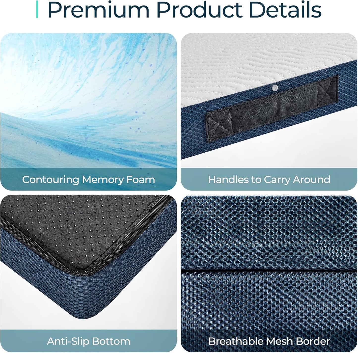 Colchón plegable, colchón triple de 4 pulgadas con funda Tencel lavable,