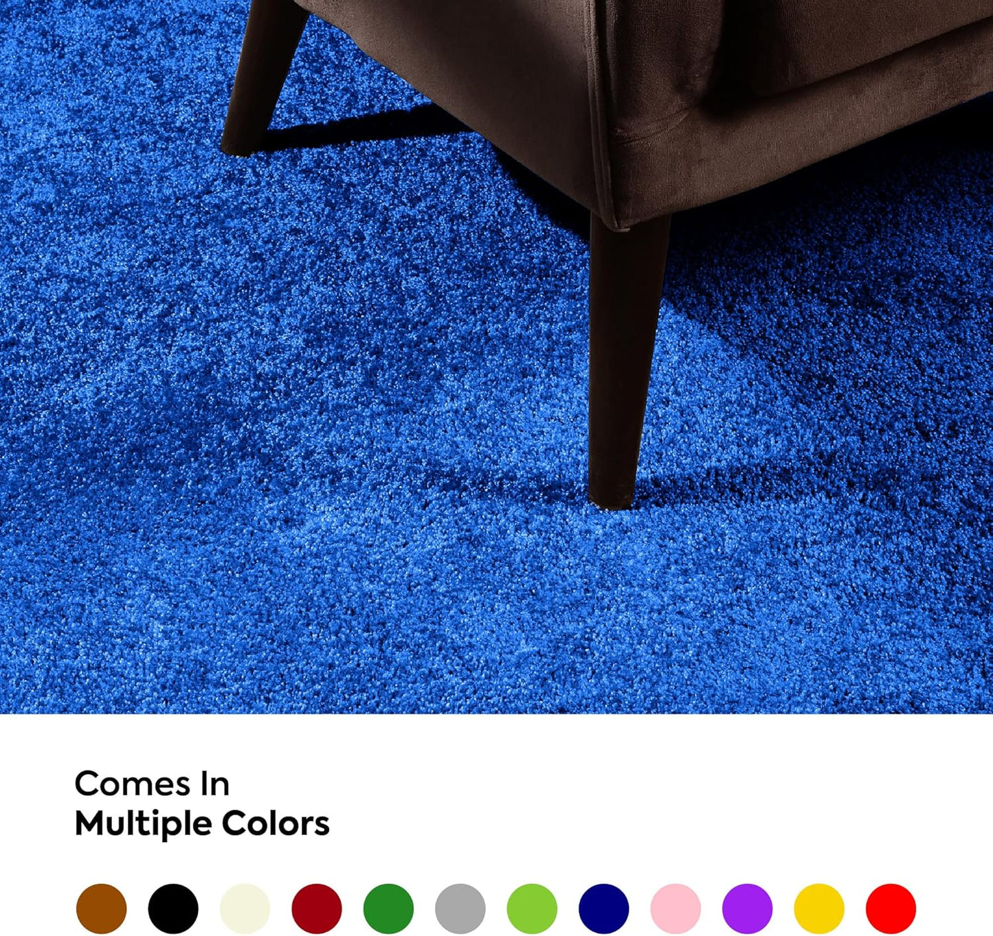 Furnish my Place Alfombra moderna de felpa de color azul índigo, alfombra de