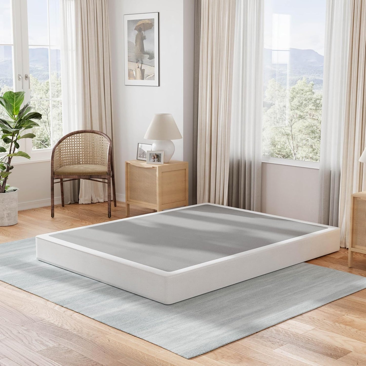 Queen Box Spring Base de colchón de 9 pulgadas de alto perfil con marco de